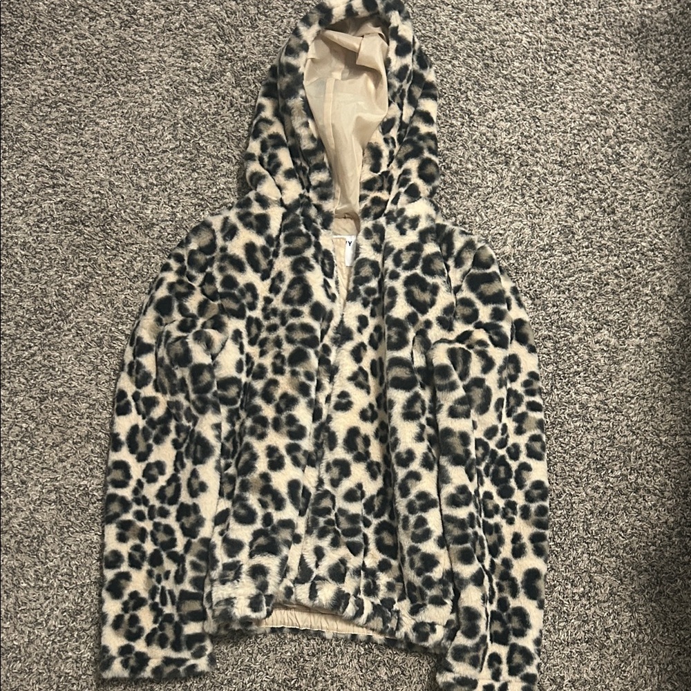 Old Navy Faux Fur Jacket with Animal Print